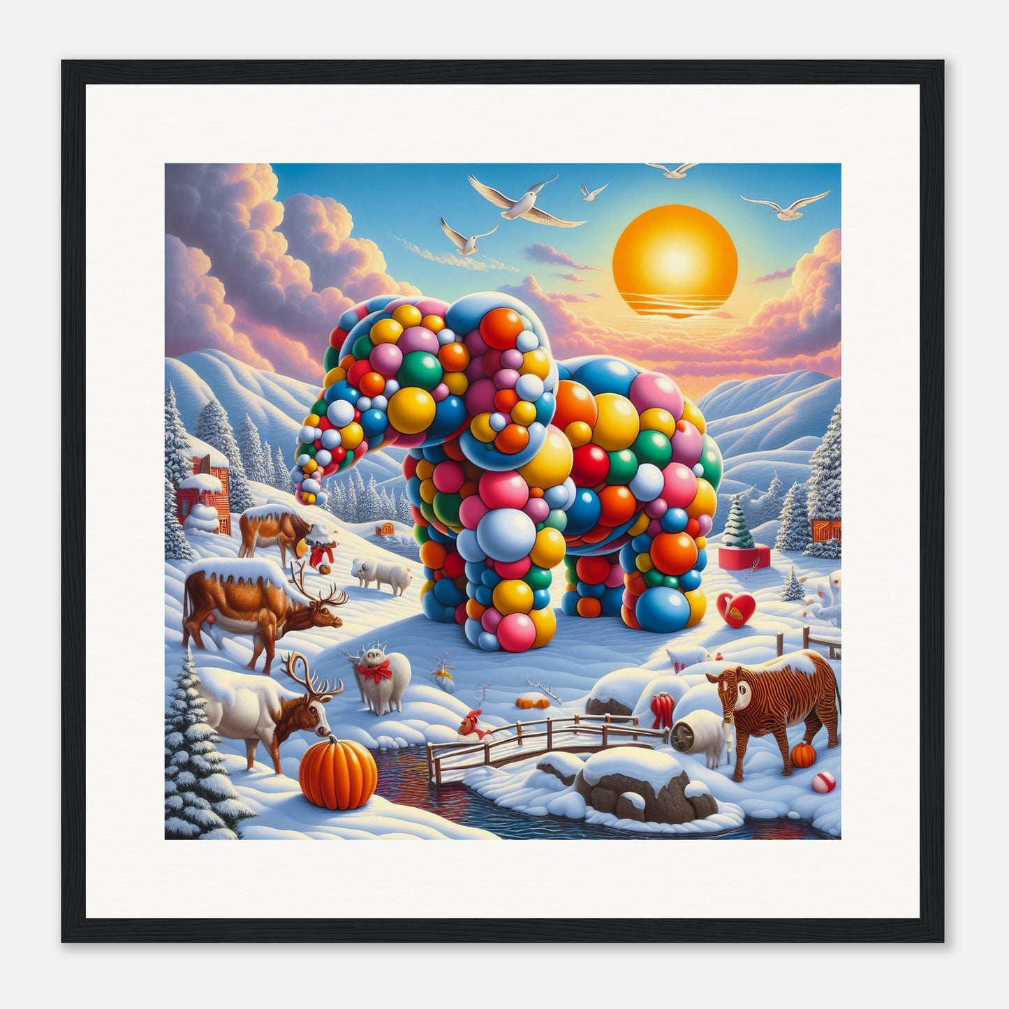 Wall Art - Winter 74 - Elephant and sun