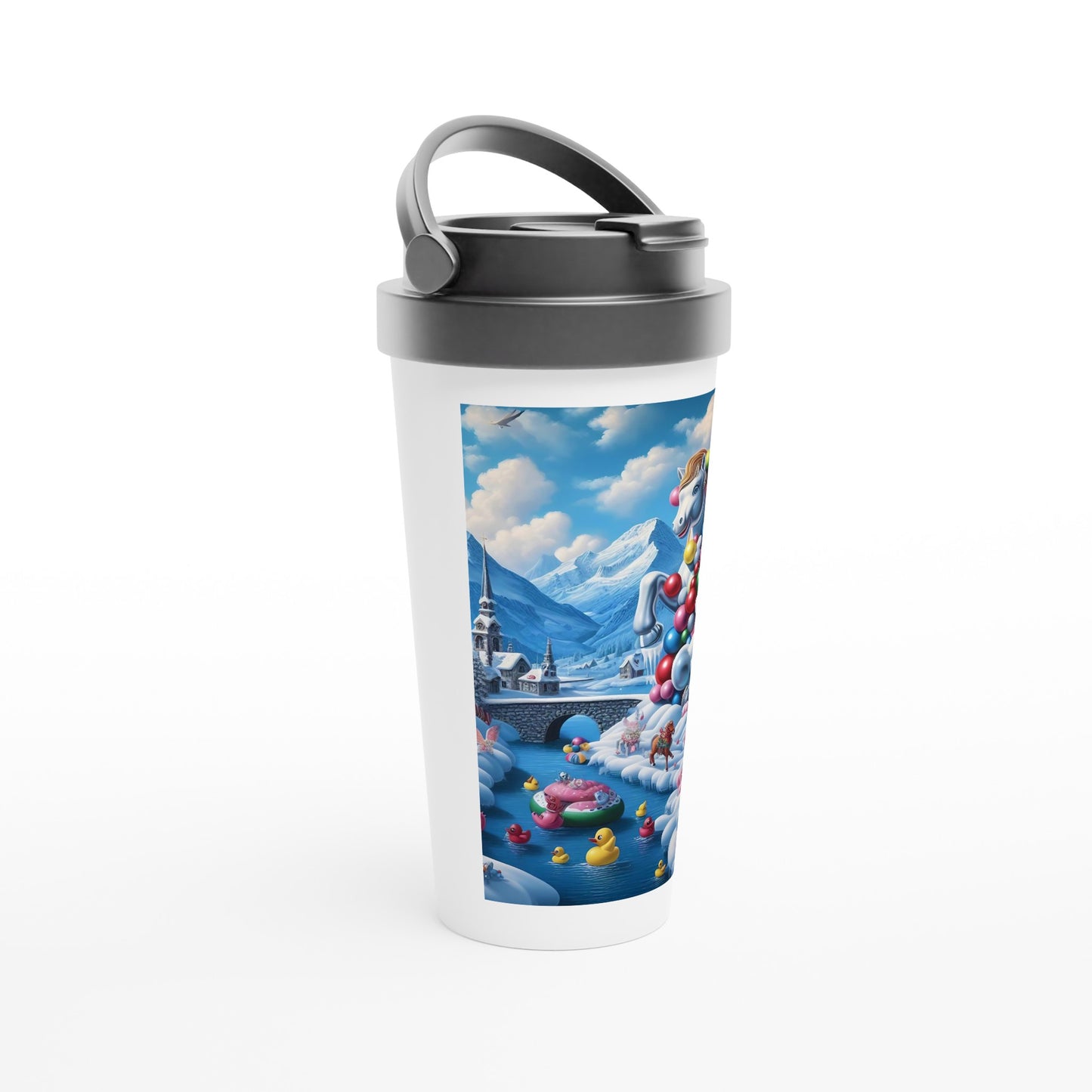 White 15oz Stainless Steel Travel Mug - Winter 153