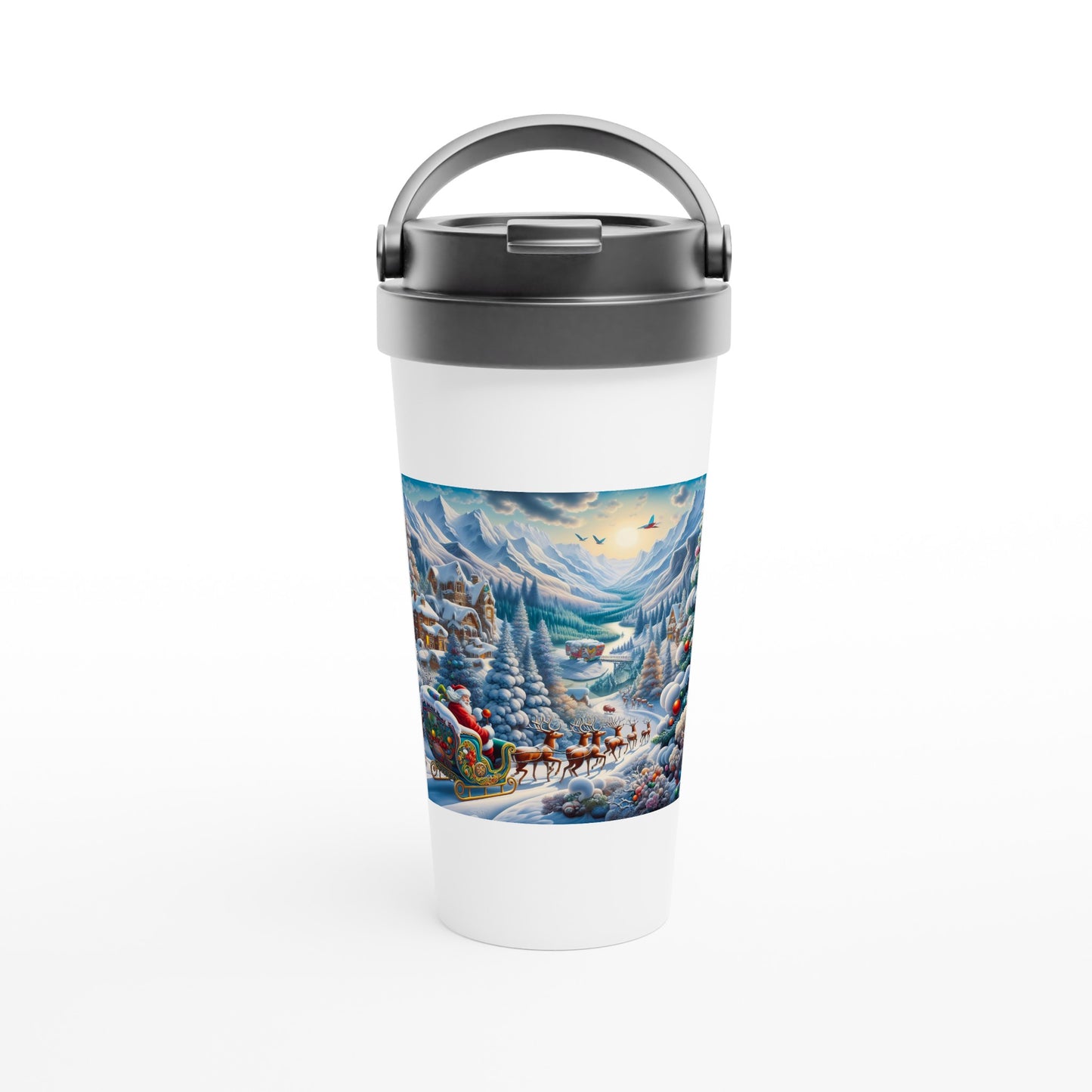 White 15oz Stainless Steel Travel Mug - Winter 113