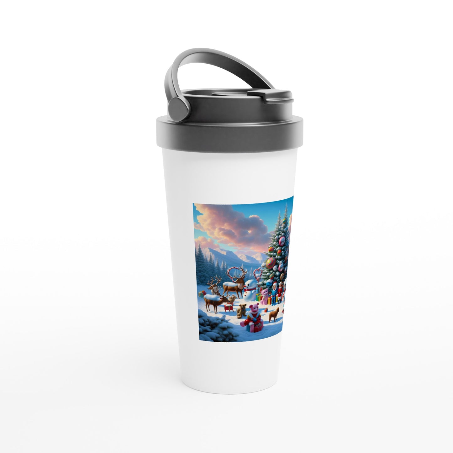 White 15oz Stainless Steel Travel Mug - Winter 122