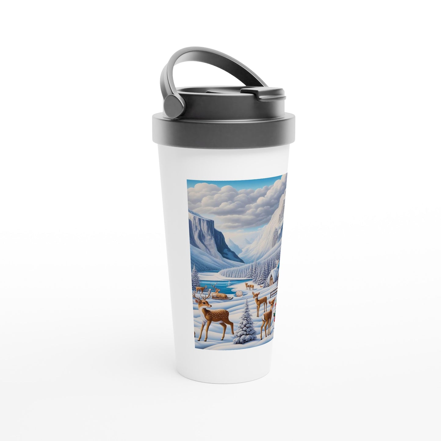 White 15oz Stainless Steel Travel Mug - Winter 159