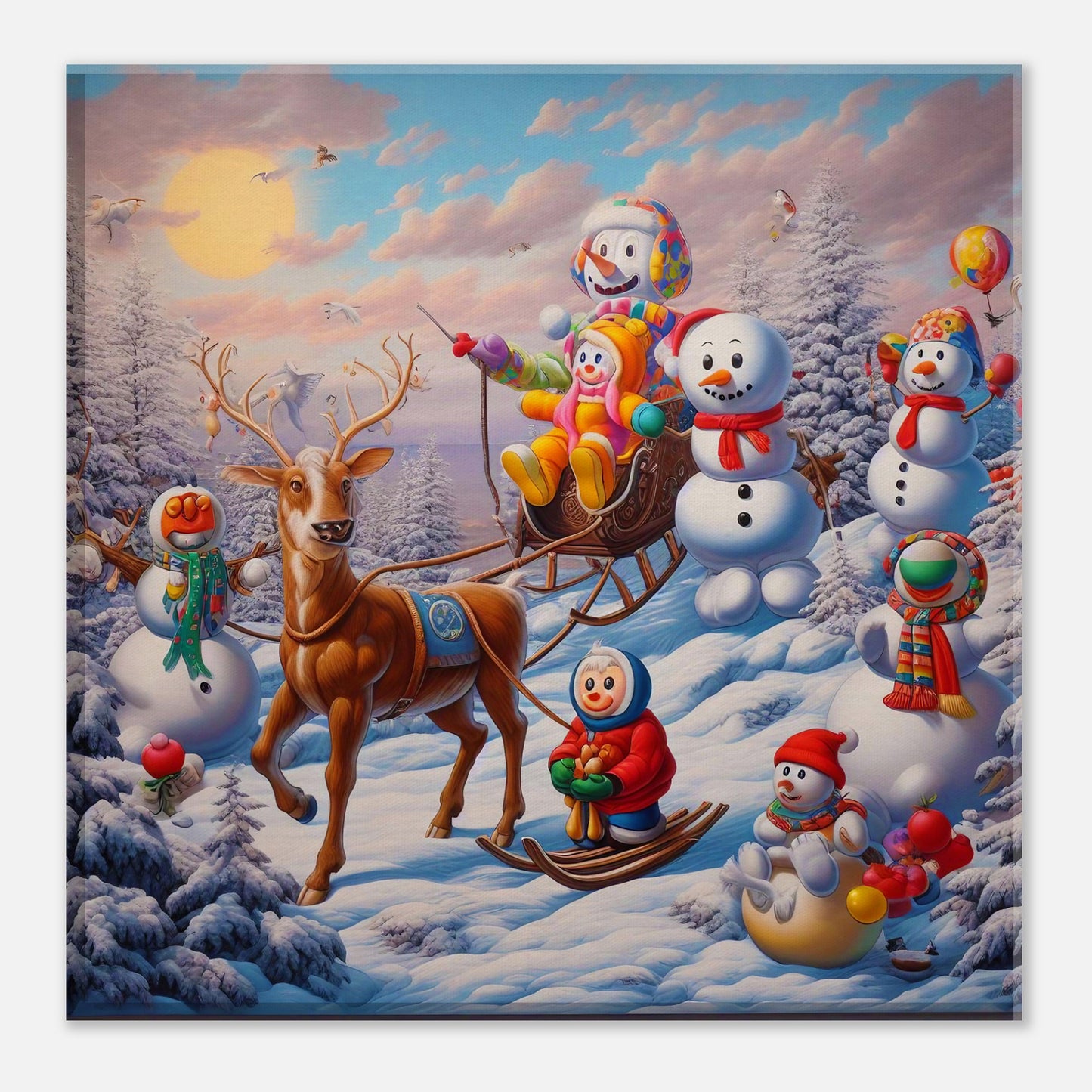Wall Art - Winter 77 - Snowmen and a reindeer