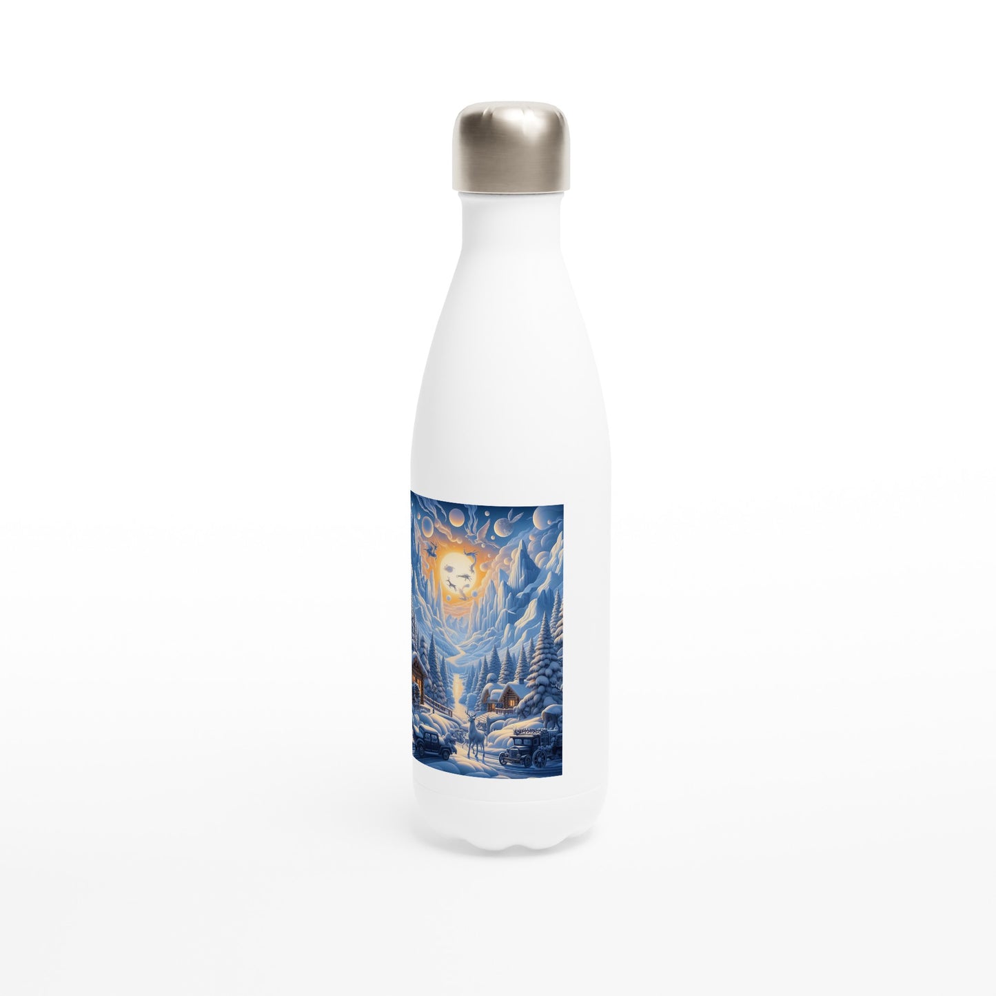 White 17oz Stainless Steel Water Bottle - Winter 230