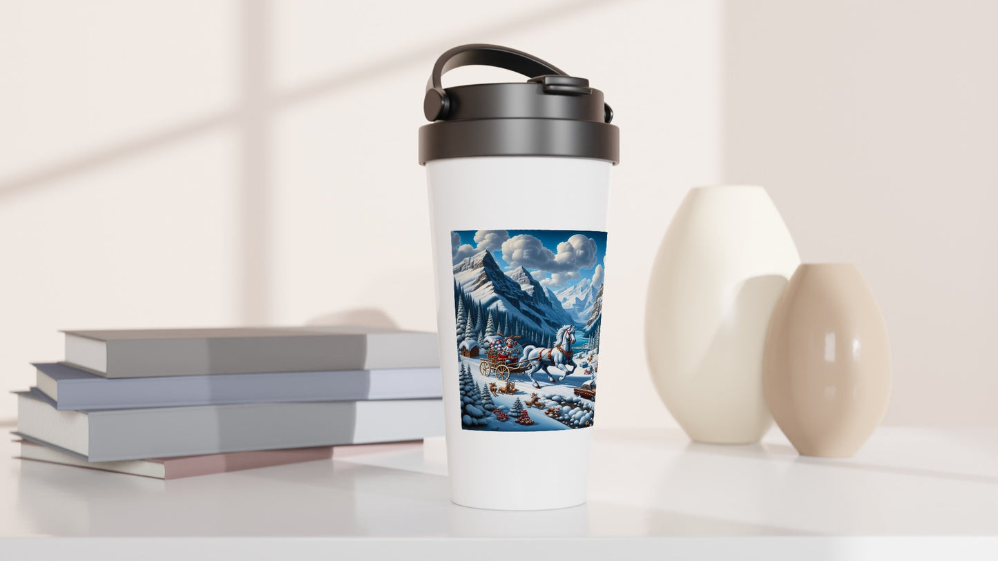 White 15oz Stainless Steel Travel Mug - Winter 107