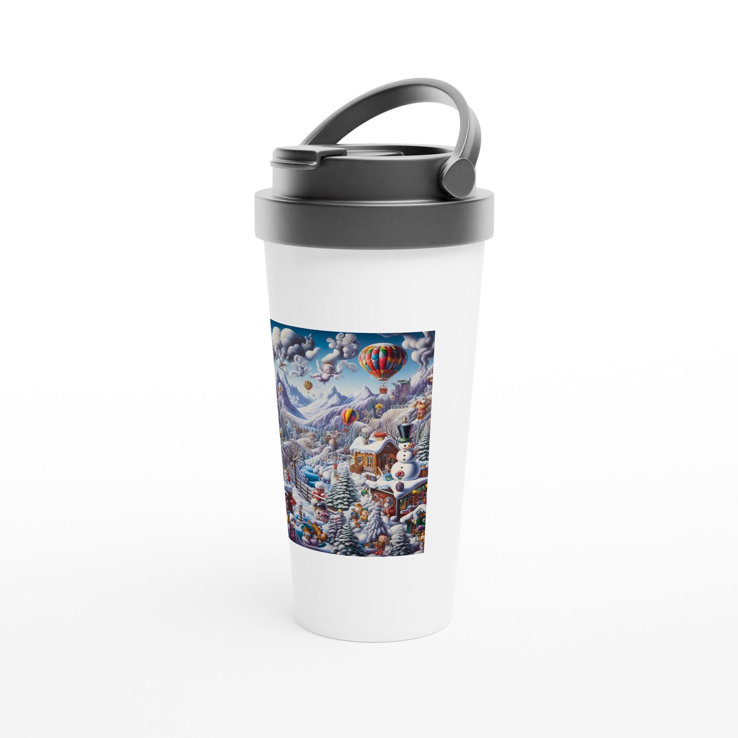 White 15oz Stainless Steel Travel Mug - Winter 146