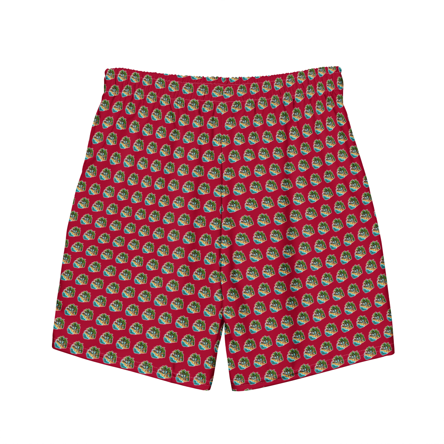 Men's Swim Trunks - Beach Scene 1 - Carmine Red