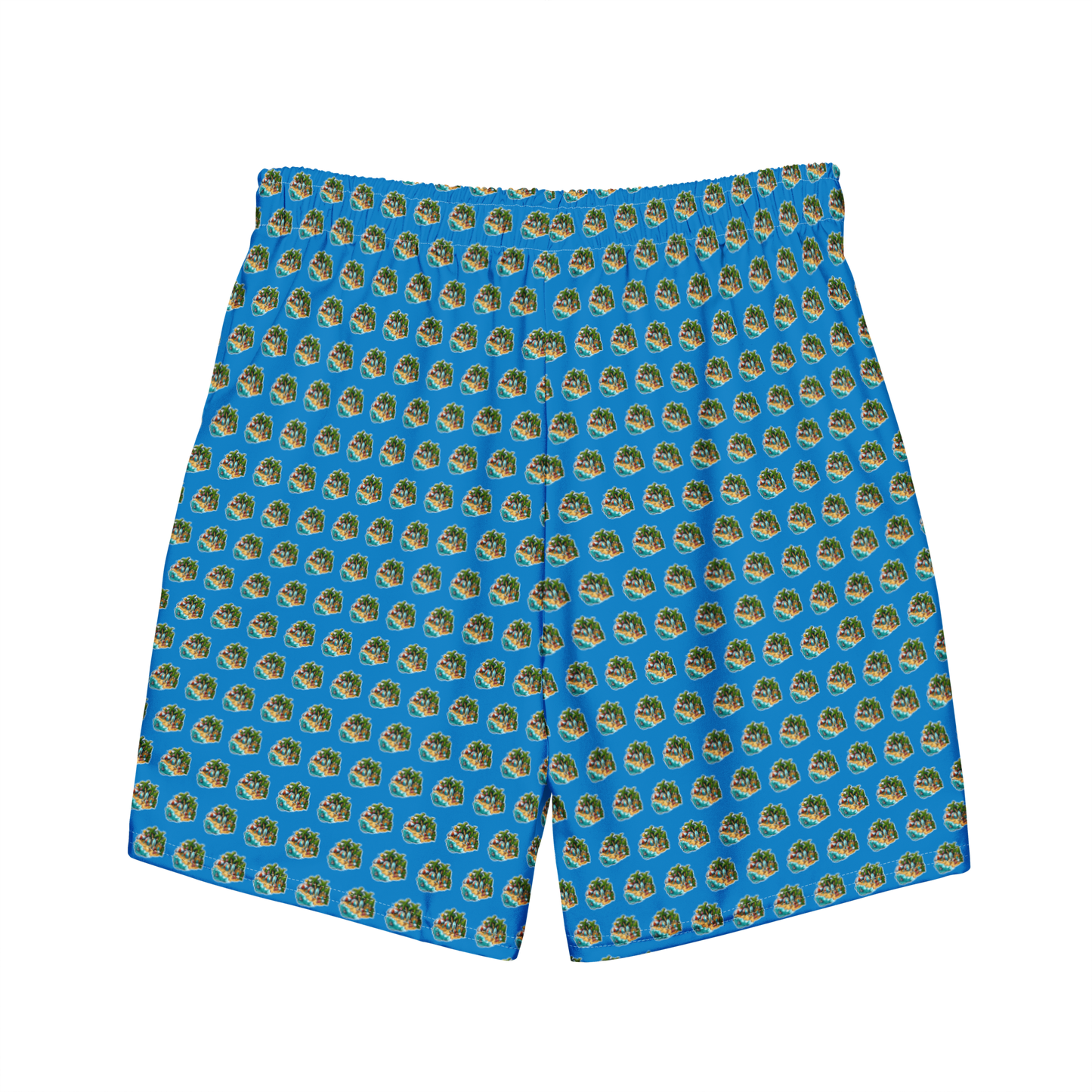 Men's Swim Trunks - Beach Scene 1 - Navy Blue