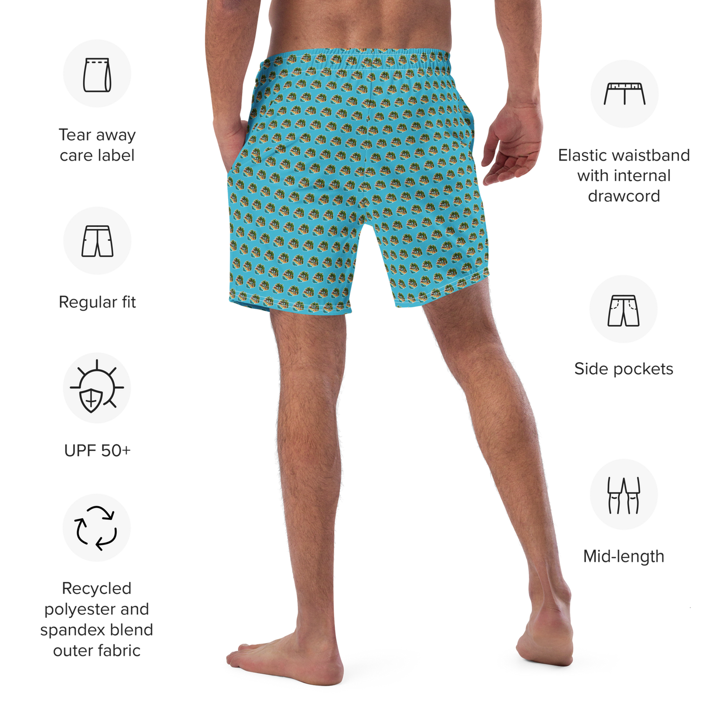 Men's Swim Trunks - Beach Scene 1 - Bright Summer Sky