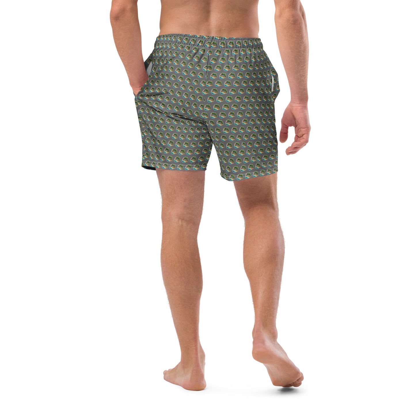 Men's Swim Trunks - Beach Scene 1 - Grey