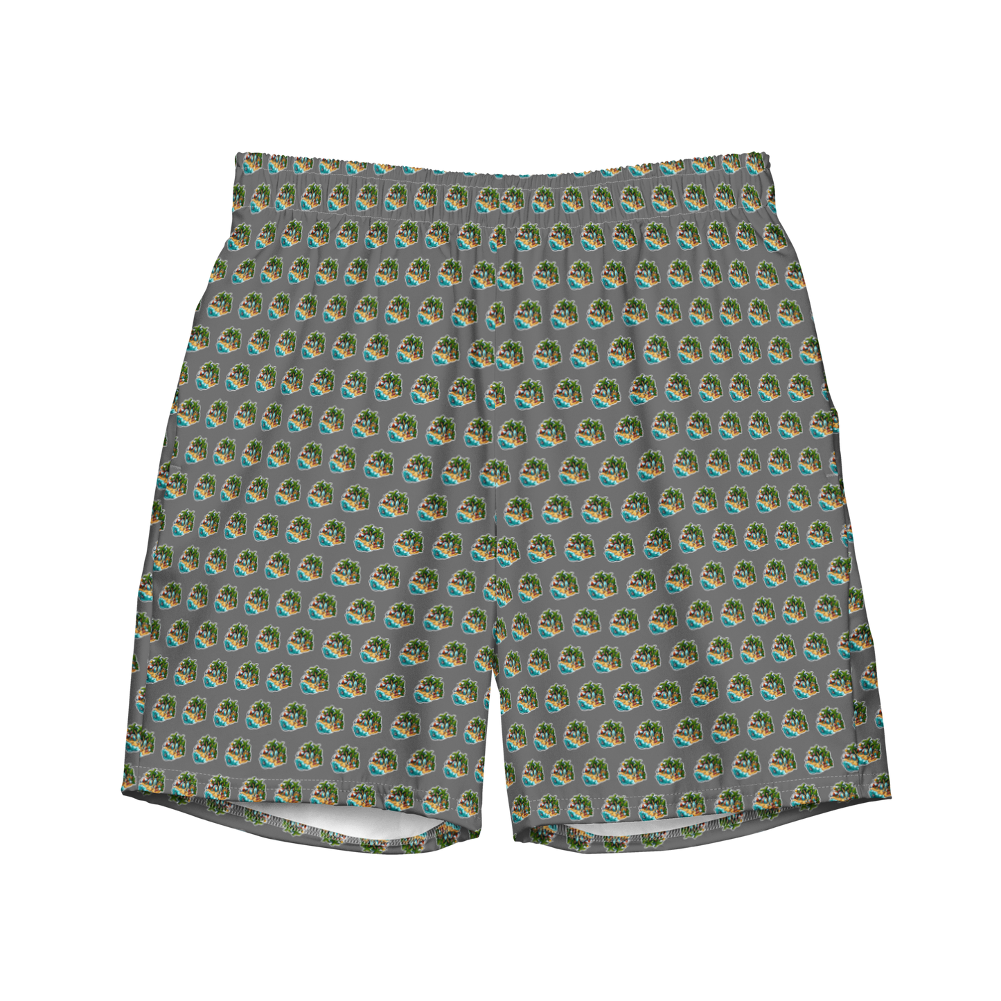 Men's Swim Trunks - Beach Scene 1 - Grey