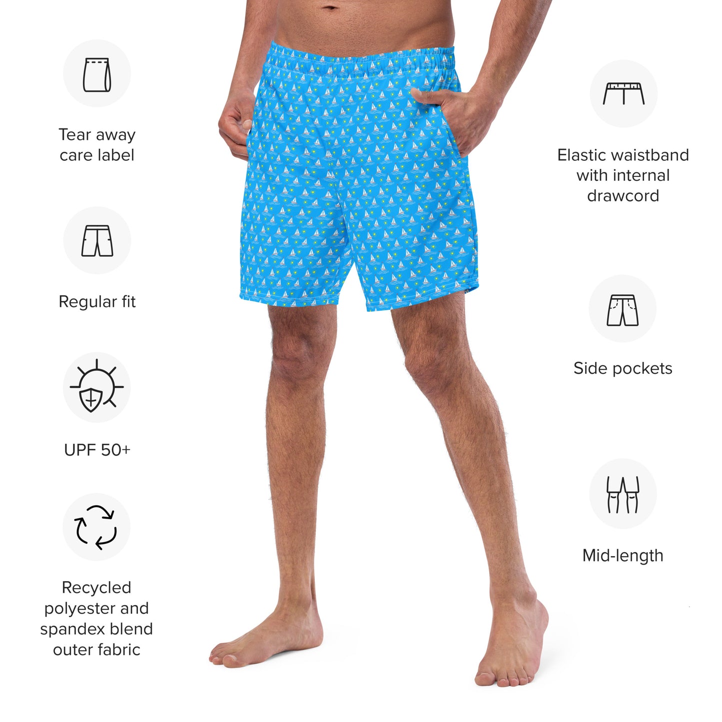 Men's Swim Trunks - Sailboats 1