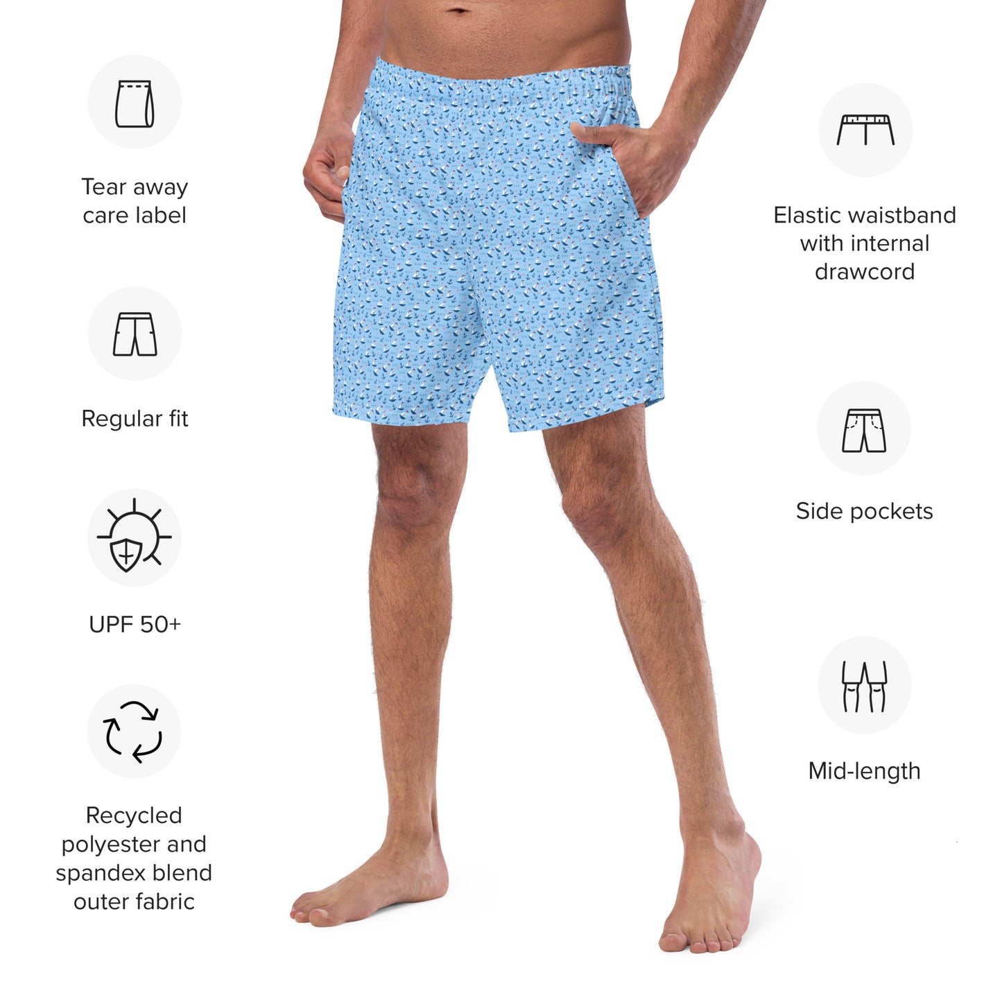 Men's Swim Trunks - Sailboats 3