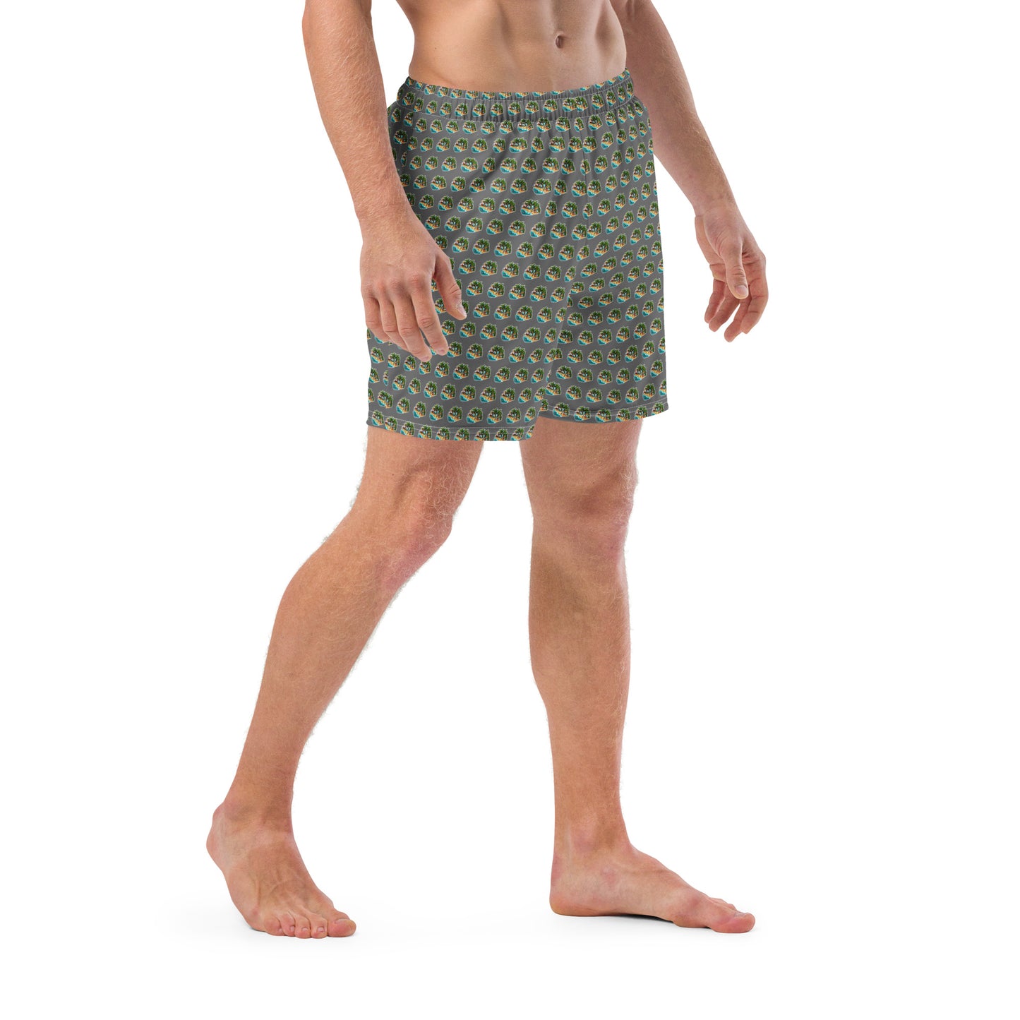 Men's Swim Trunks - Beach Scene 1 - Grey