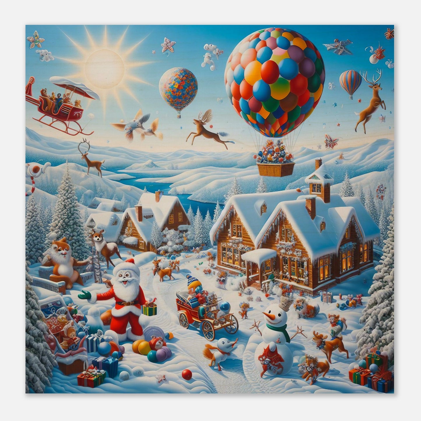 Wall Art - Winter 40 - Hot air balloon and snowman