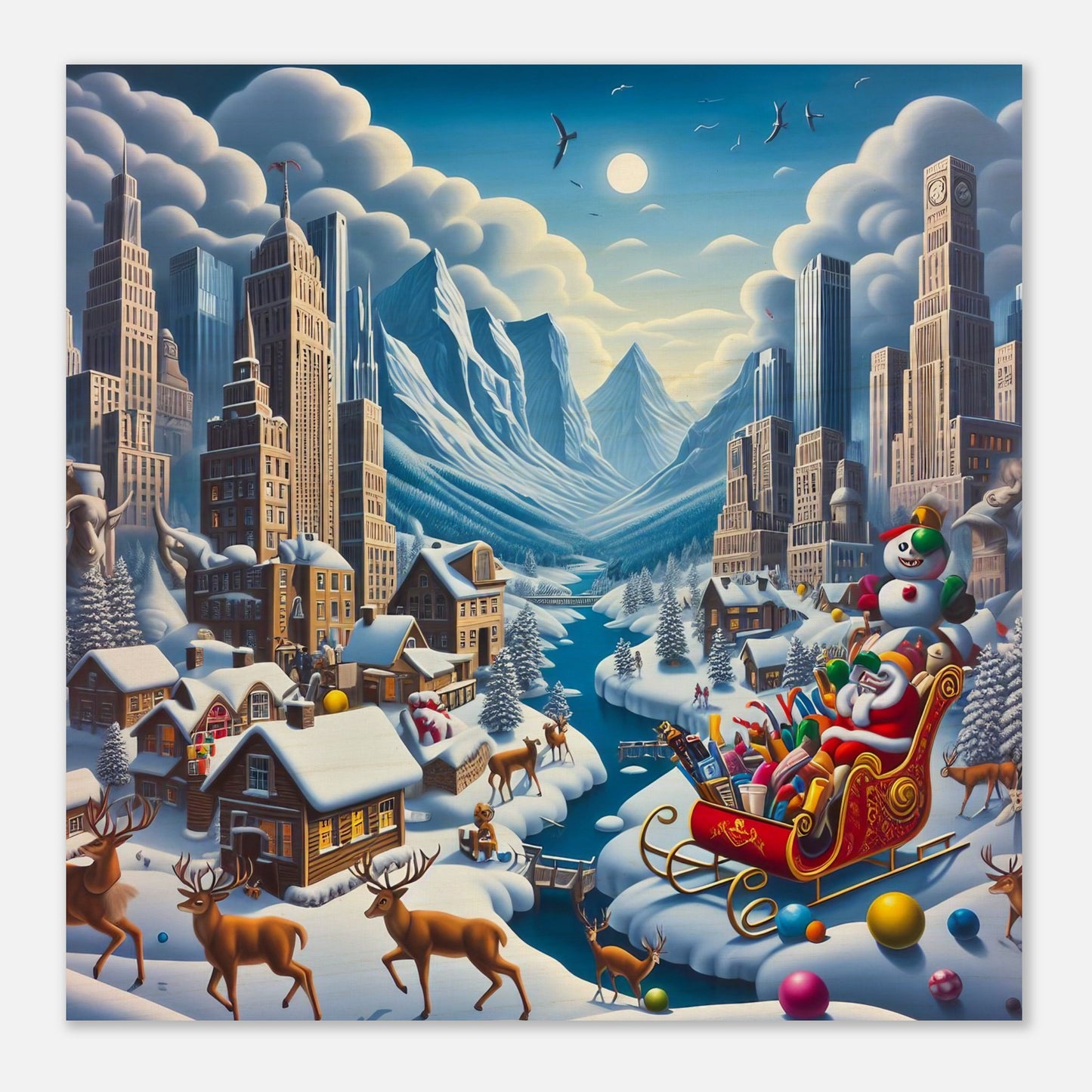 Wall Art - Winter 33 - Sleigh and river