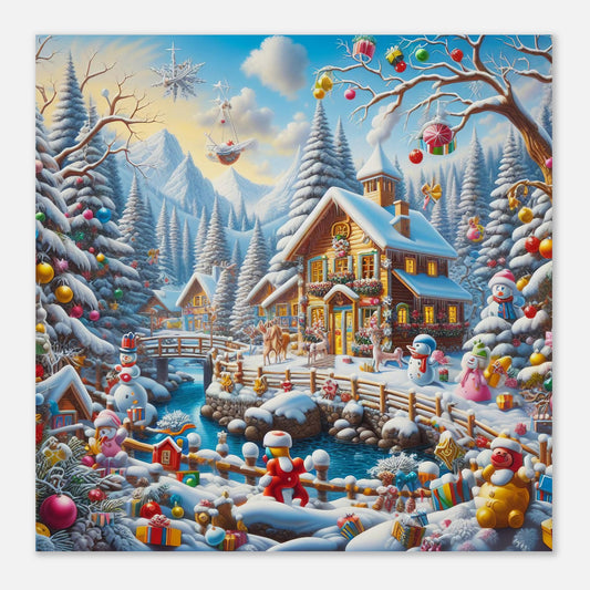 Wall Art - Winter 13 - Village nestled in a snow-covered mountain valley