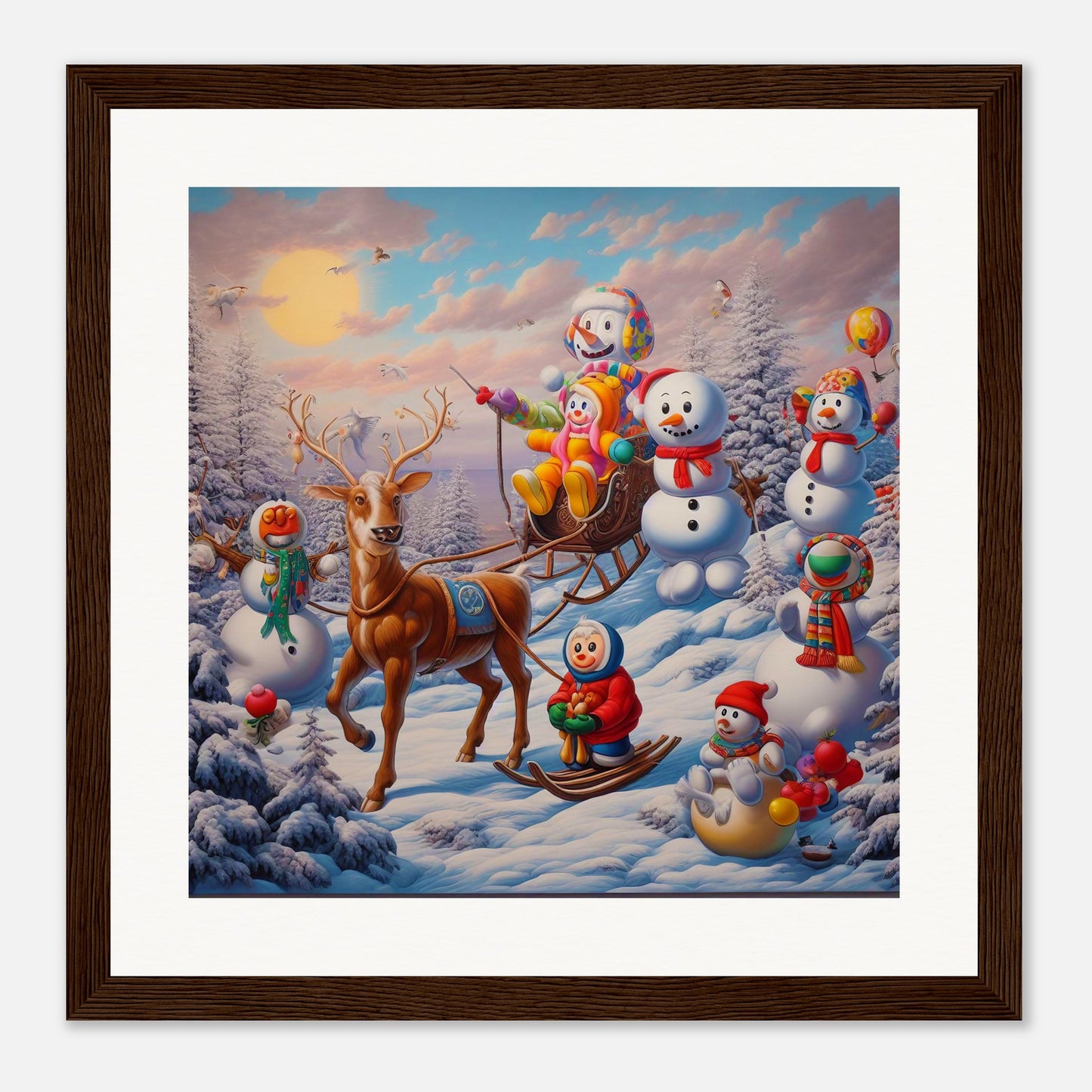 Wall Art - Winter 77 - Snowmen and a reindeer