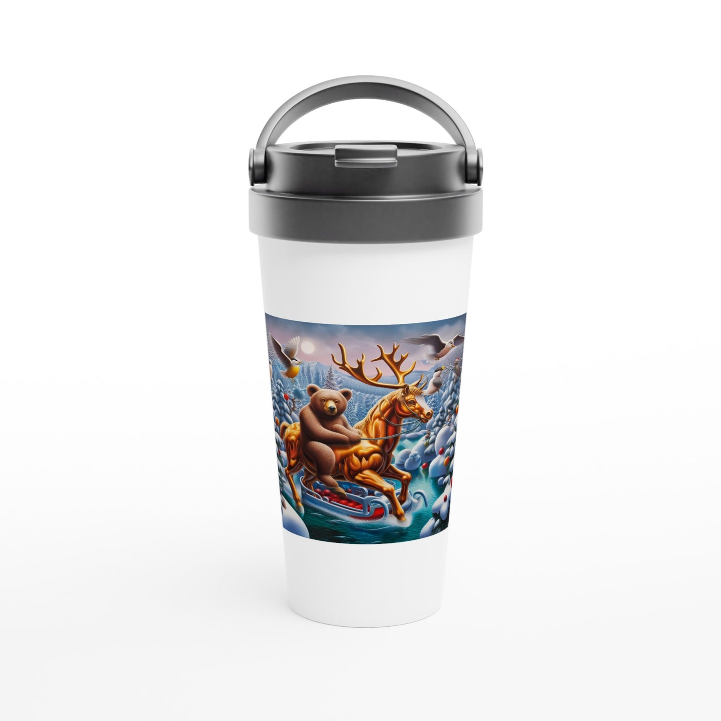 White 15oz Stainless Steel Travel Mug - Winter 165