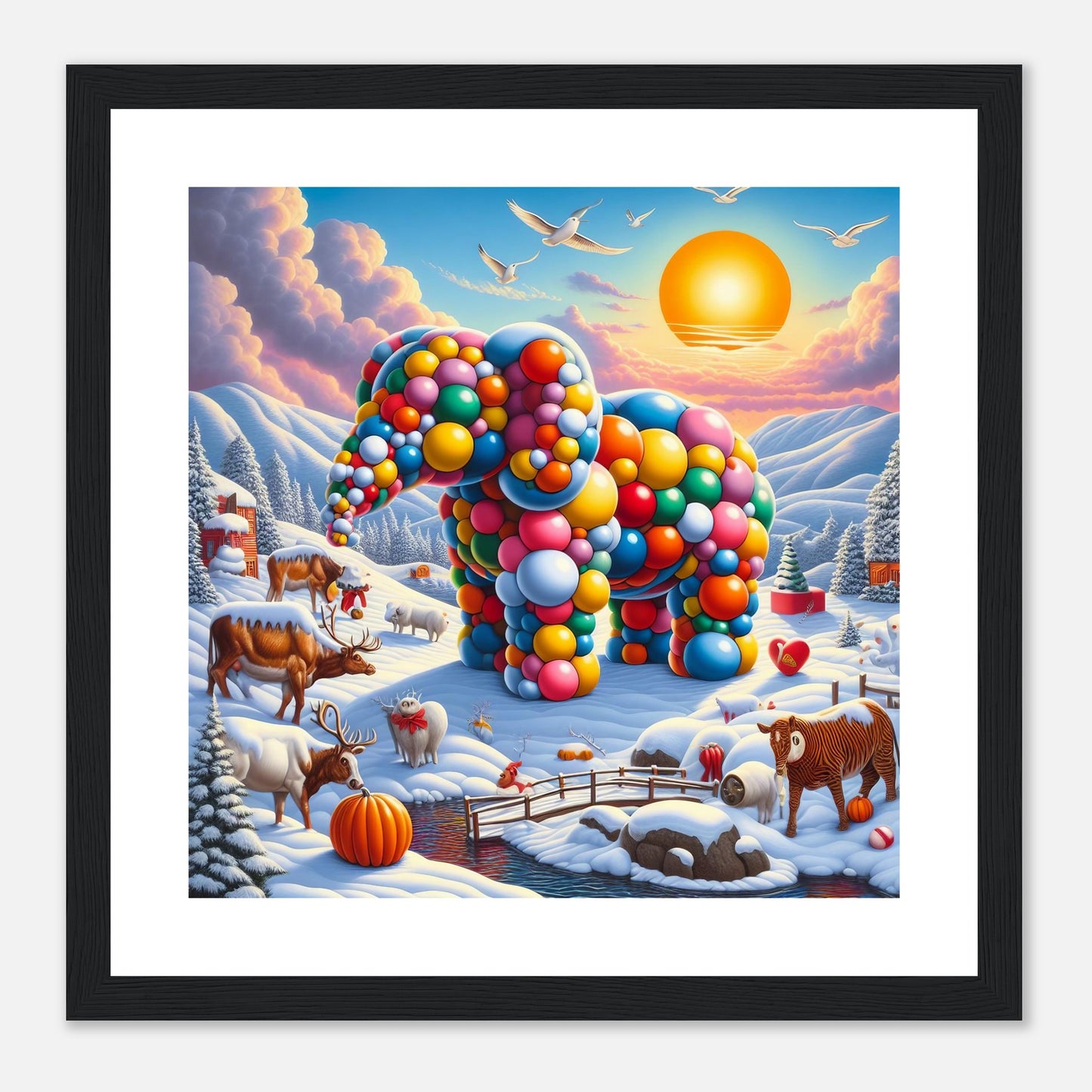 Wall Art - Winter 74 - Elephant and sun