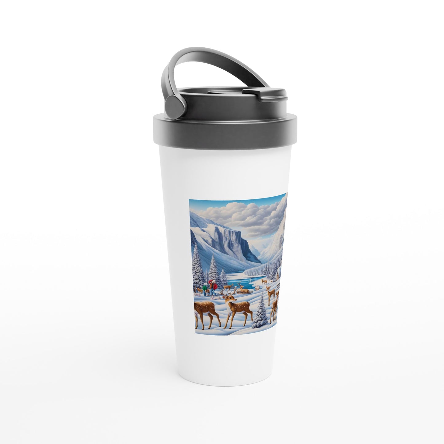 White 15oz Stainless Steel Travel Mug - Winter 159