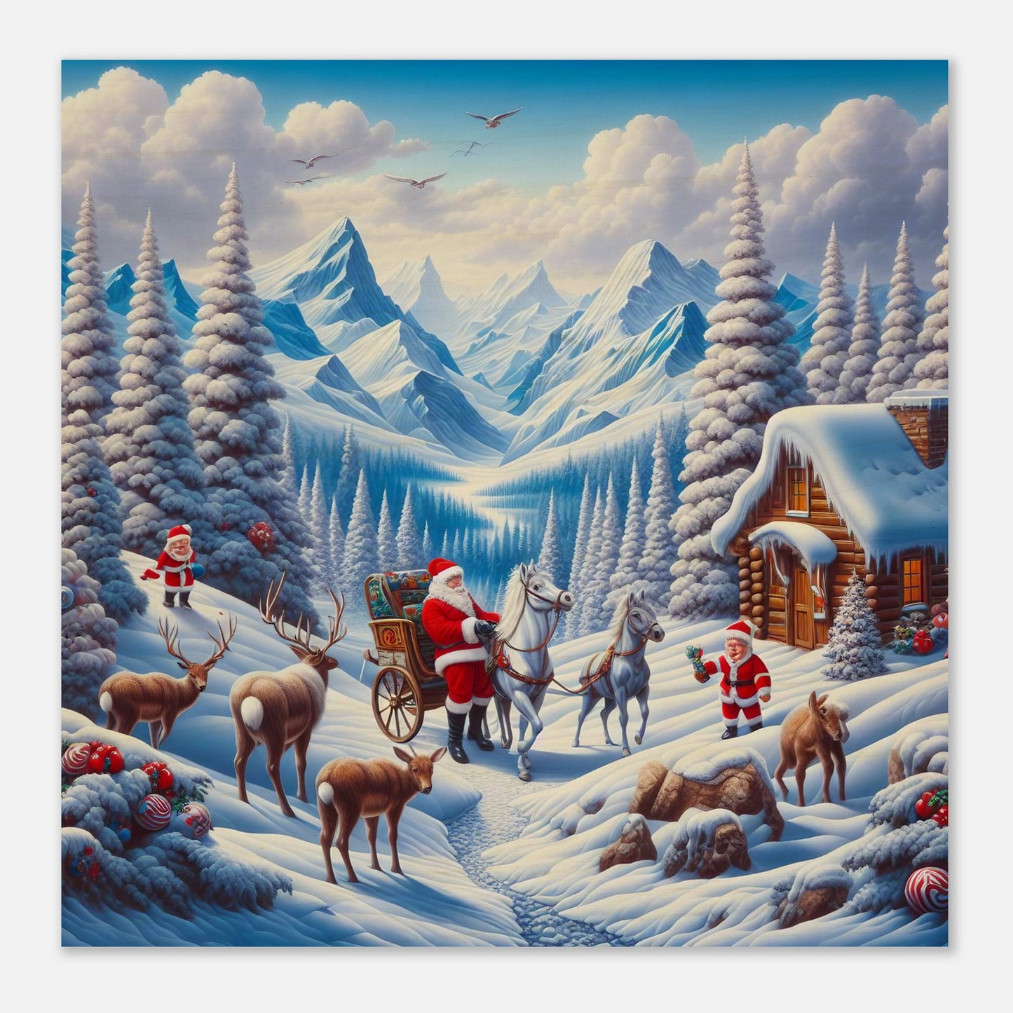 Wall Art - Winter 55 - Santa Claus and horses
