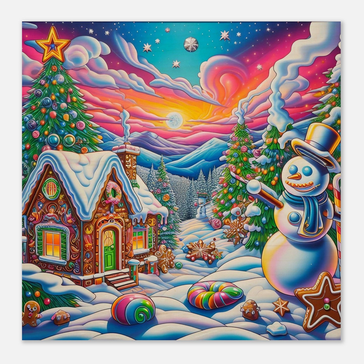 Wall art - Snowman and Gingerbread House