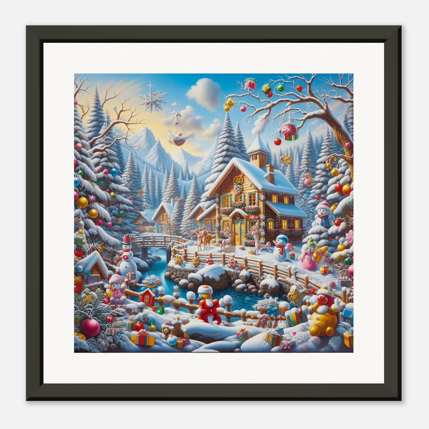 Wall Art - Winter 13 - Village nestled in a snow-covered mountain valley