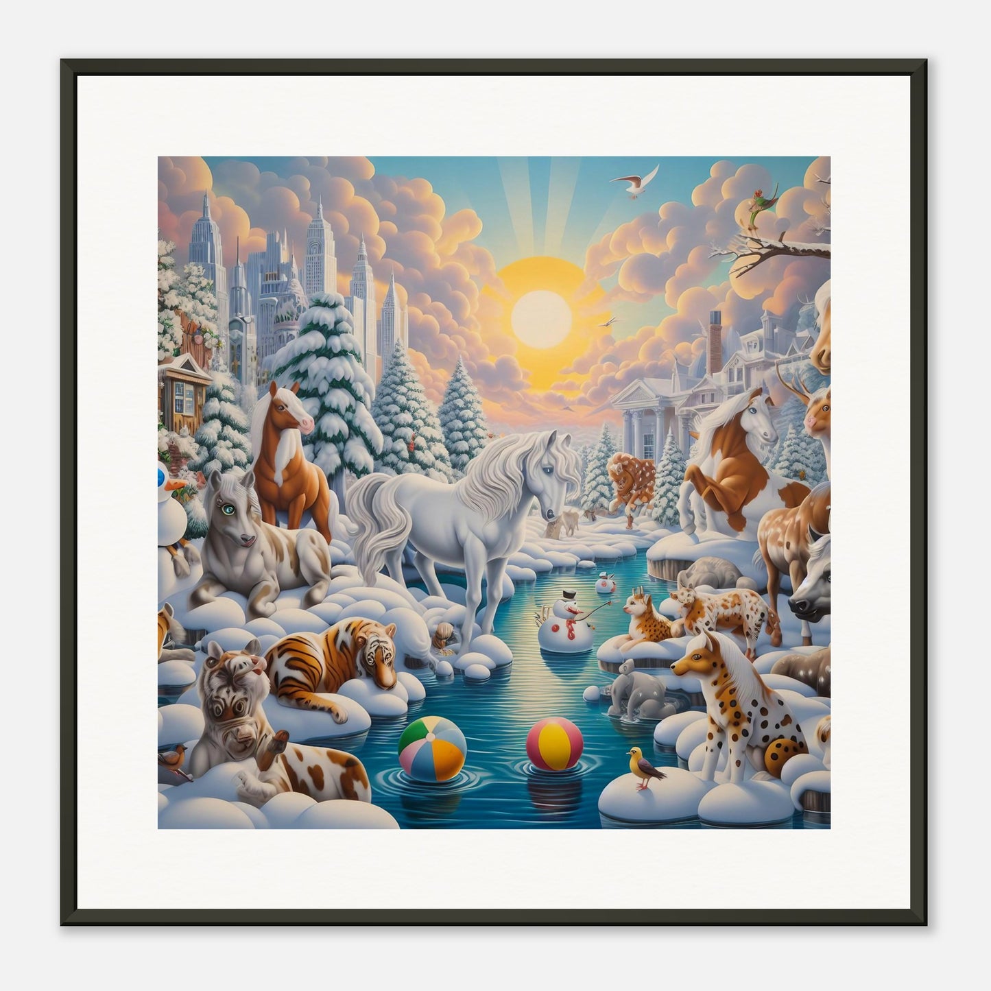 Wall Art - Winter 66 - Horses by the river
