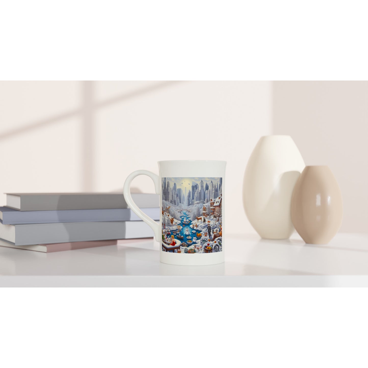 White 10oz Porcelain Slim Mug - Winter 147