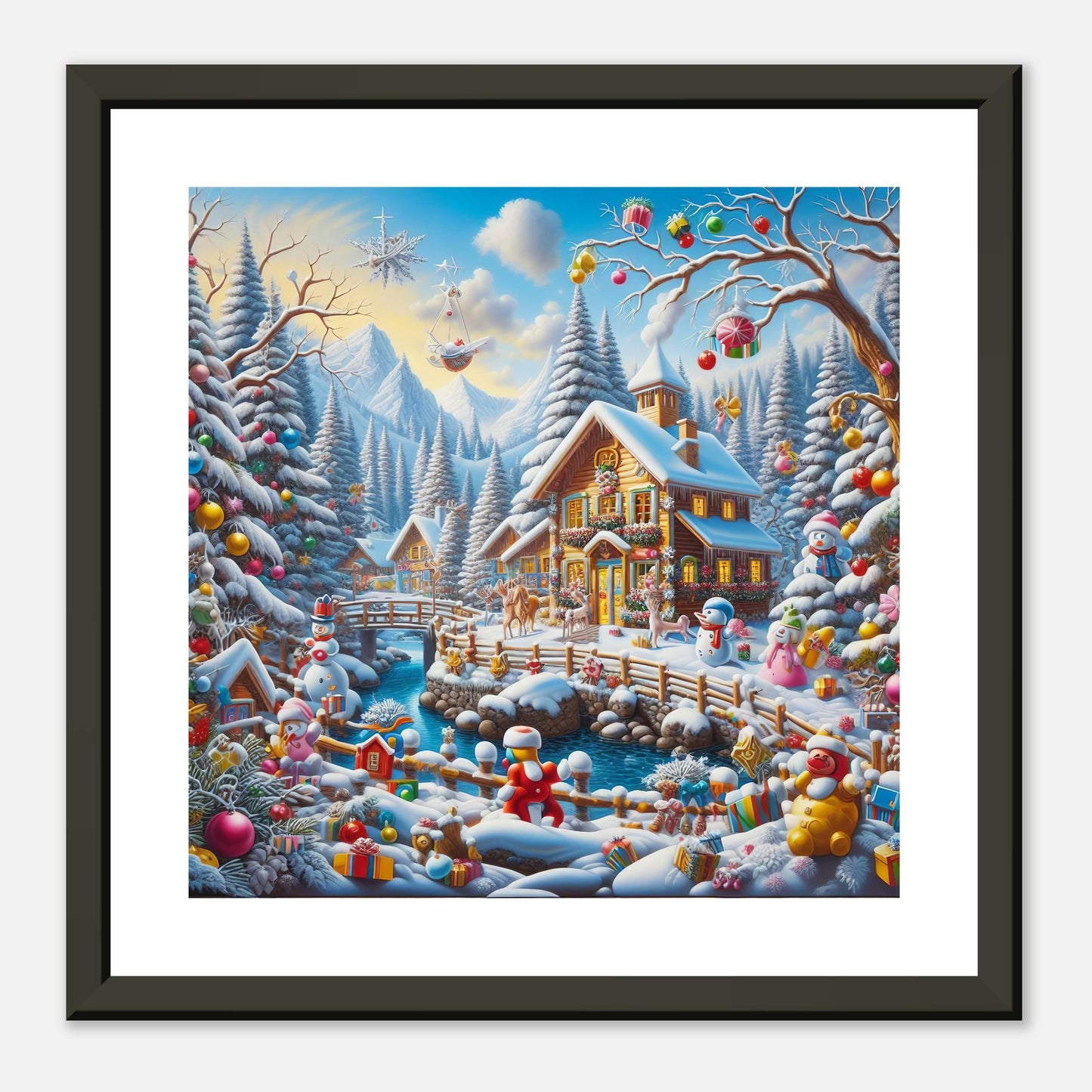 Wall Art - Winter 13 - Village nestled in a snow-covered mountain valley