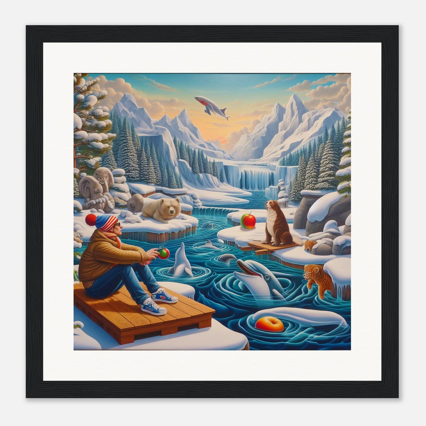 Wall Art - Winter 64 - Man by the river