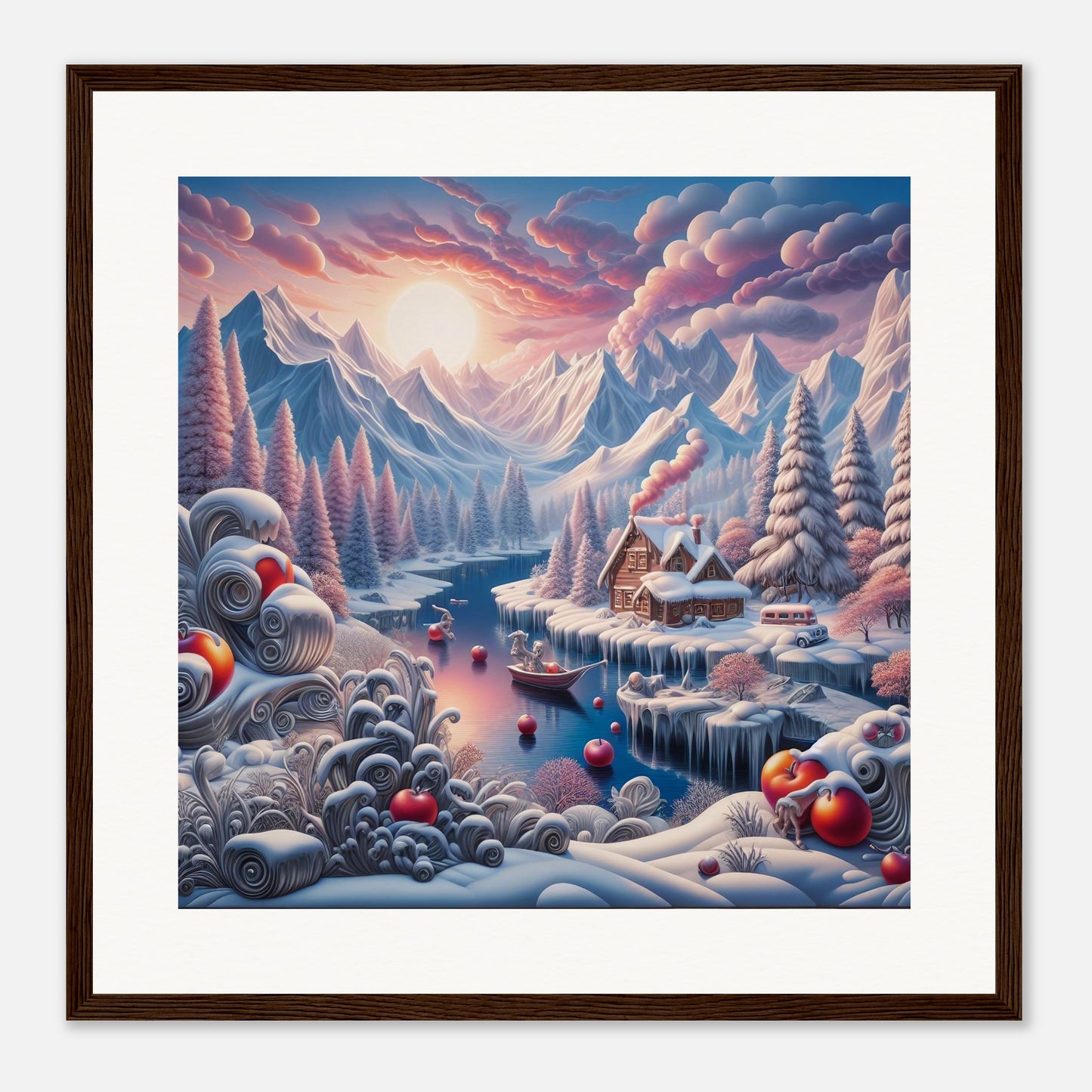 Wall Art - Winter 62 - Small boat on a river