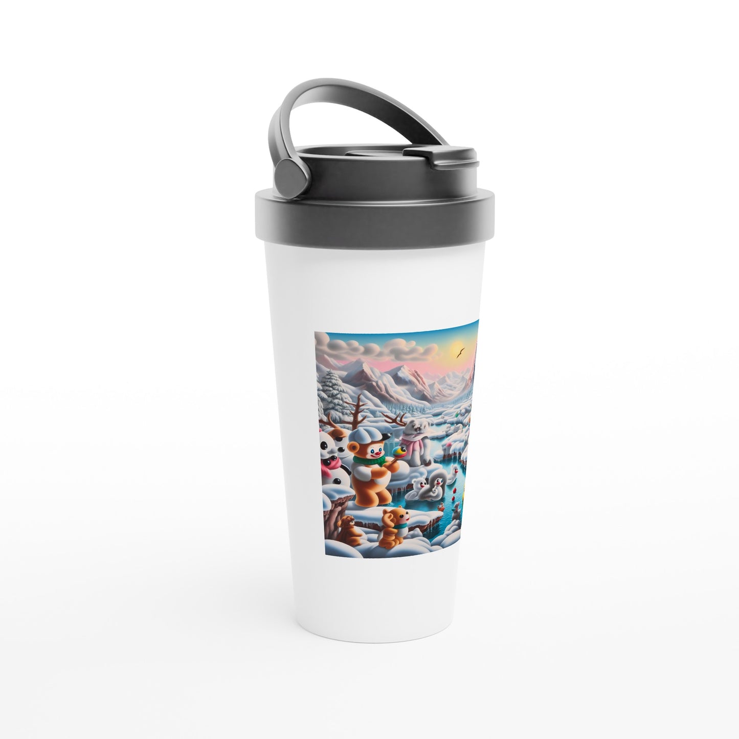 White 15oz Stainless Steel Travel Mug - Winter 150