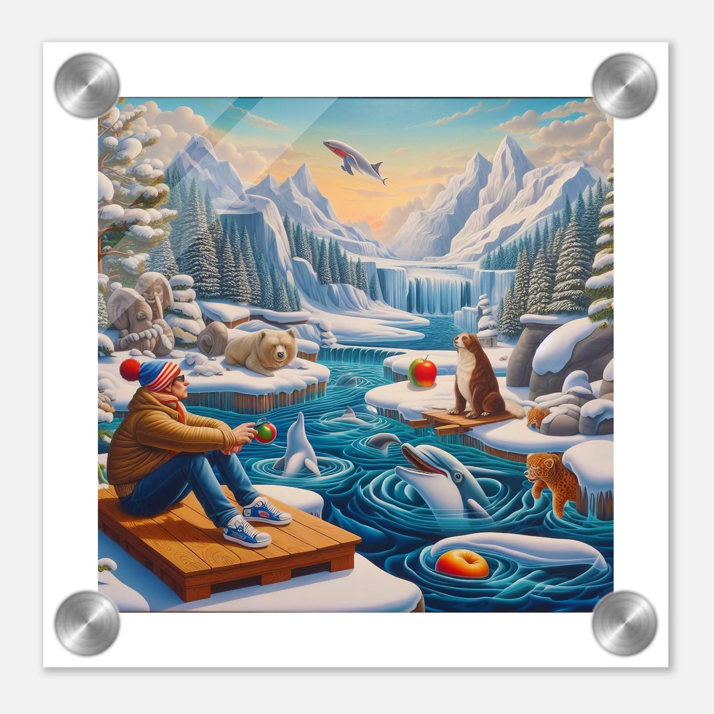 Wall Art - Winter 64 - Man by the river