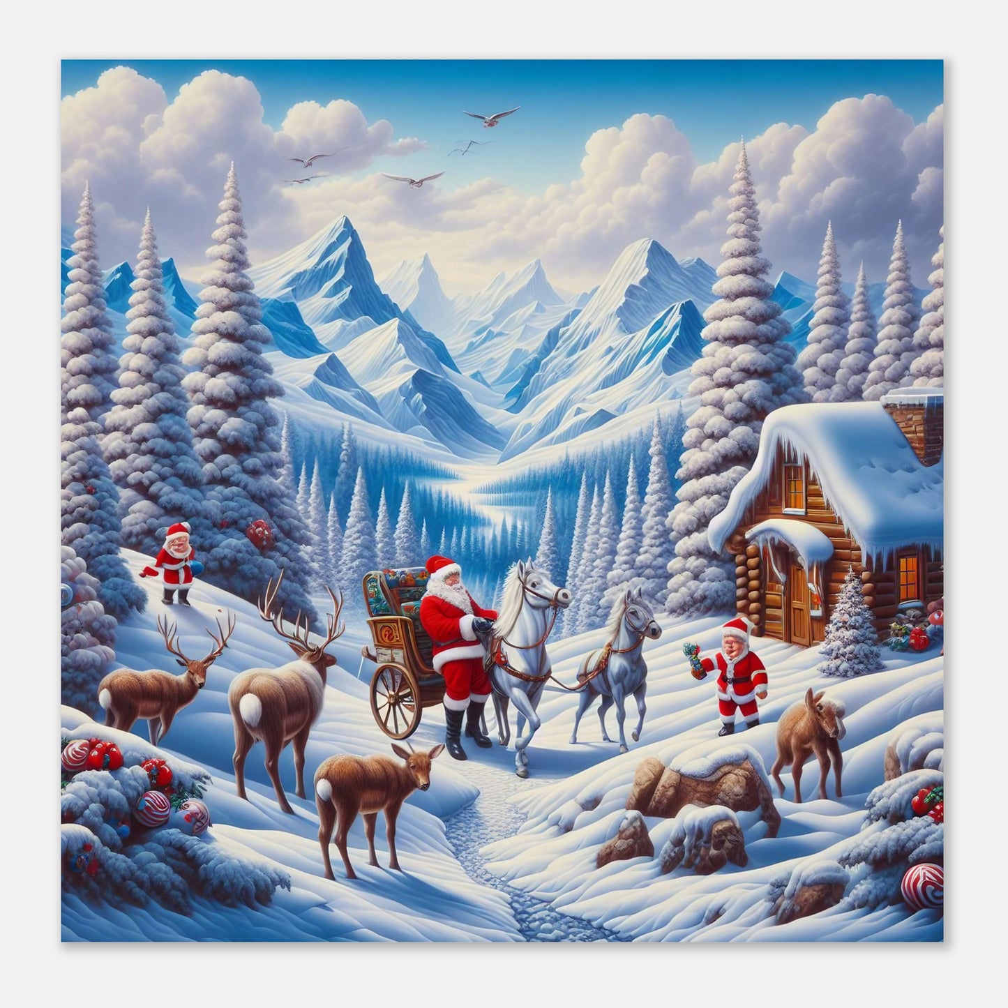 Wall Art - Winter 55 - Santa Claus and horses