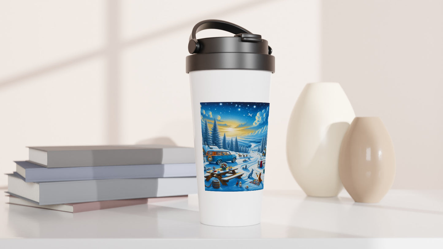 White 15oz Stainless Steel Travel Mug - Winter 110