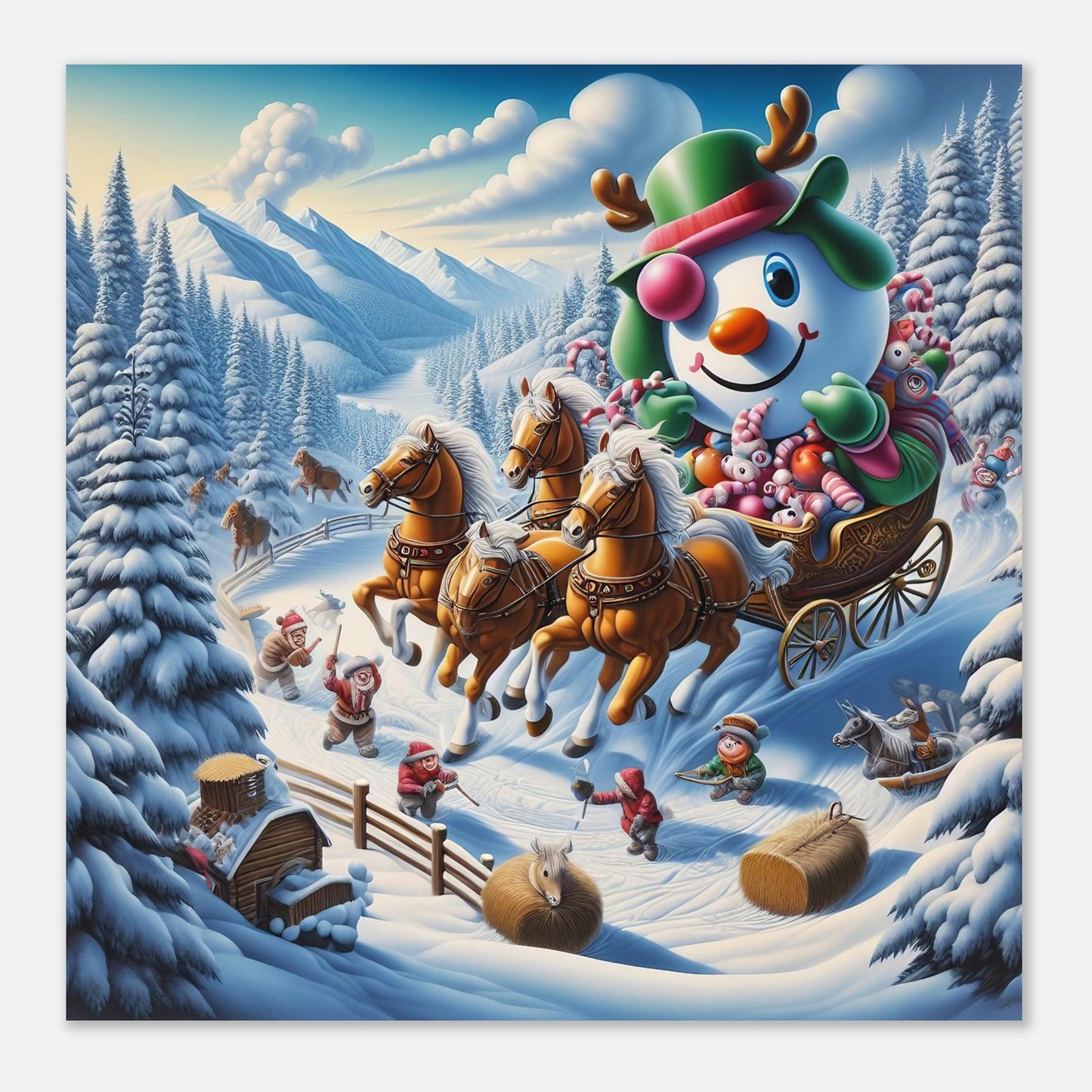 Wall Art - Winter 63 - Snowman in a carriage
