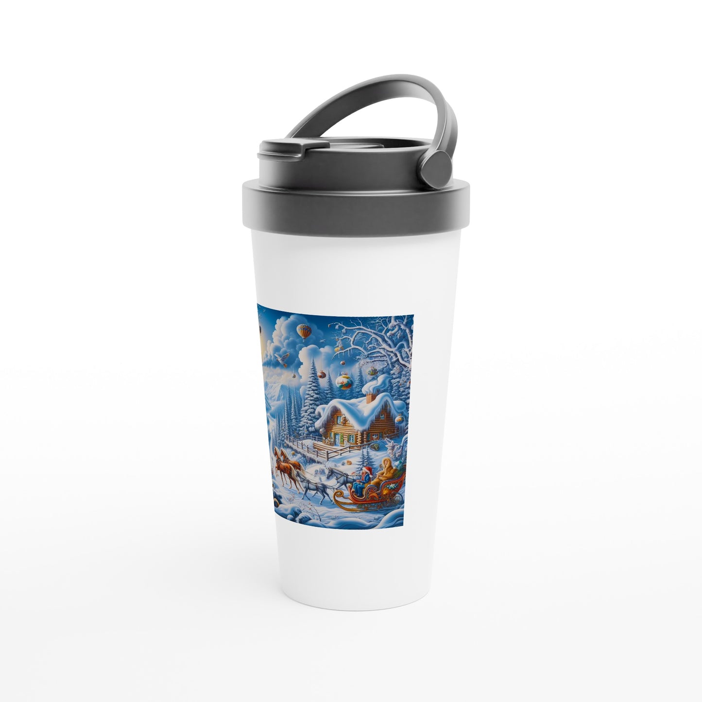 White 15oz Stainless Steel Travel Mug - Winter 164