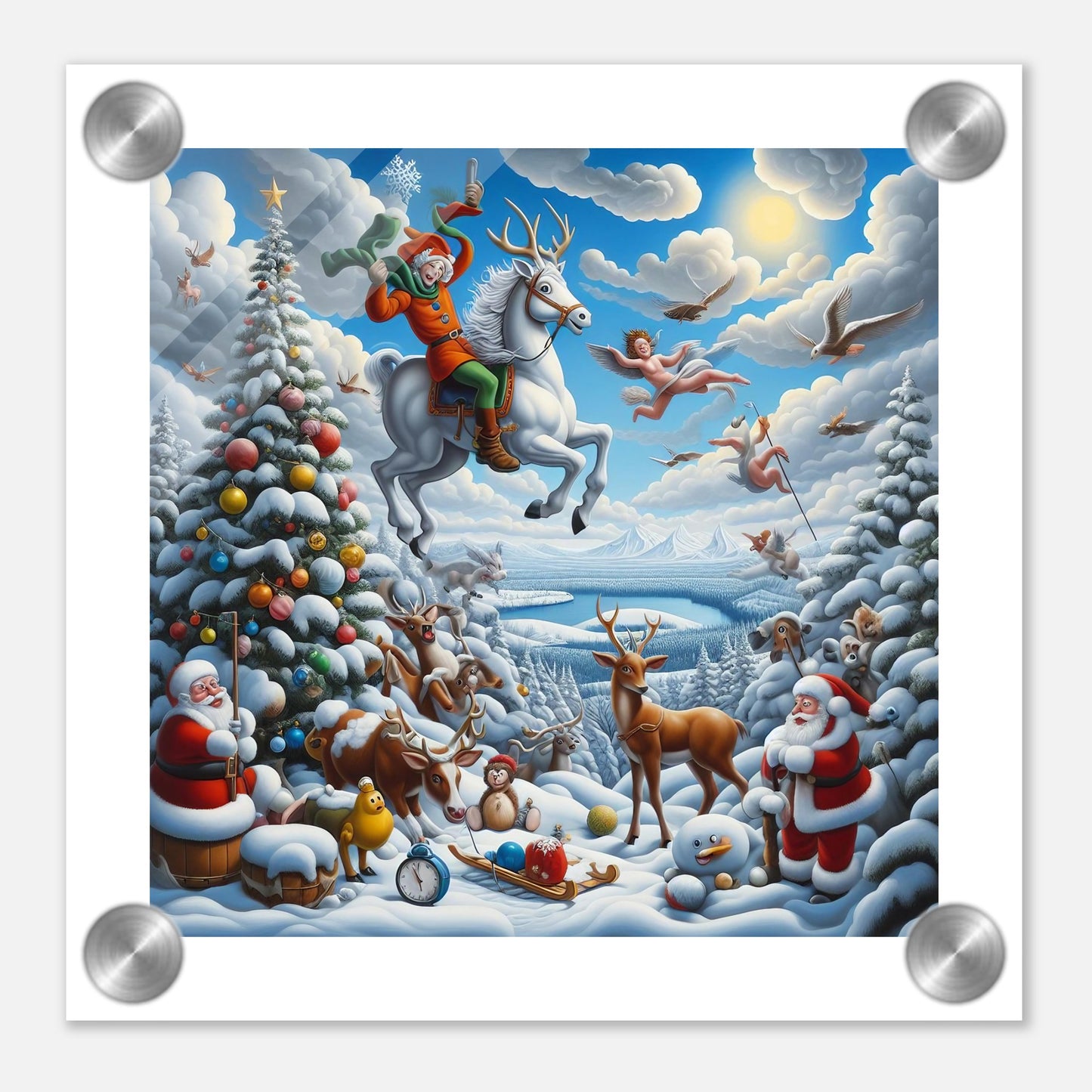 Wall Art - Winter 30 - Flying horse and elf