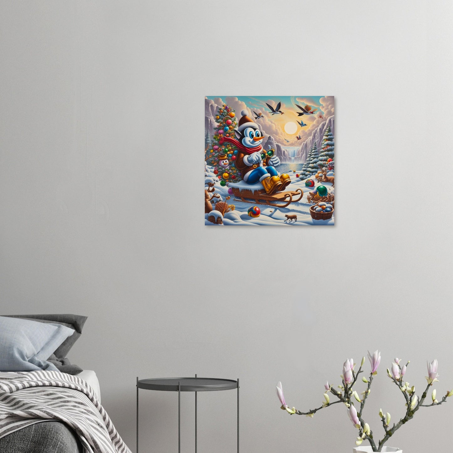 Wall art - On a sleigh with a Christmas Tree