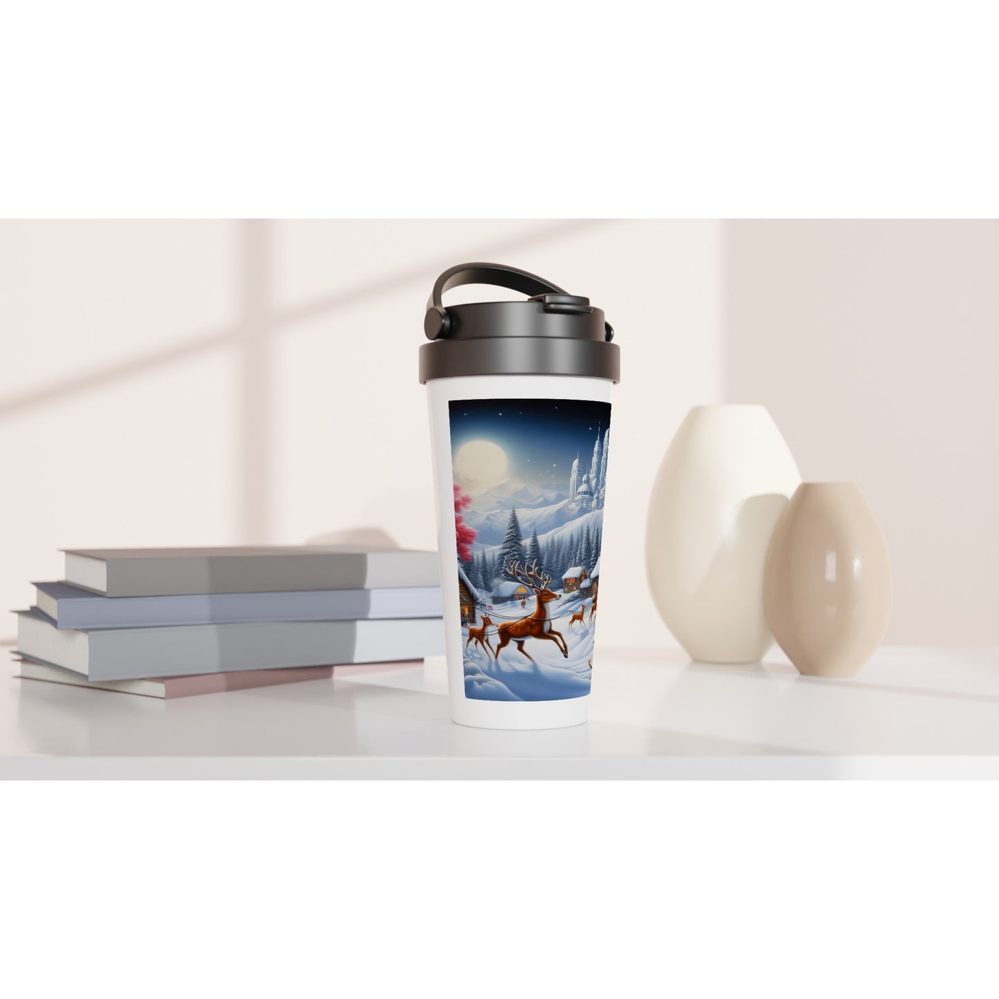 White 15oz Stainless Steel Travel Mug - Winter 167