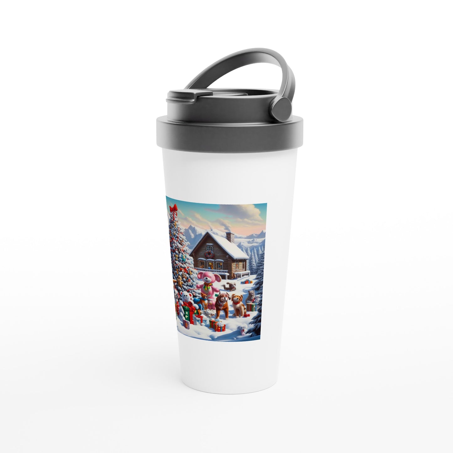 White 15oz Stainless Steel Travel Mug - Winter 135