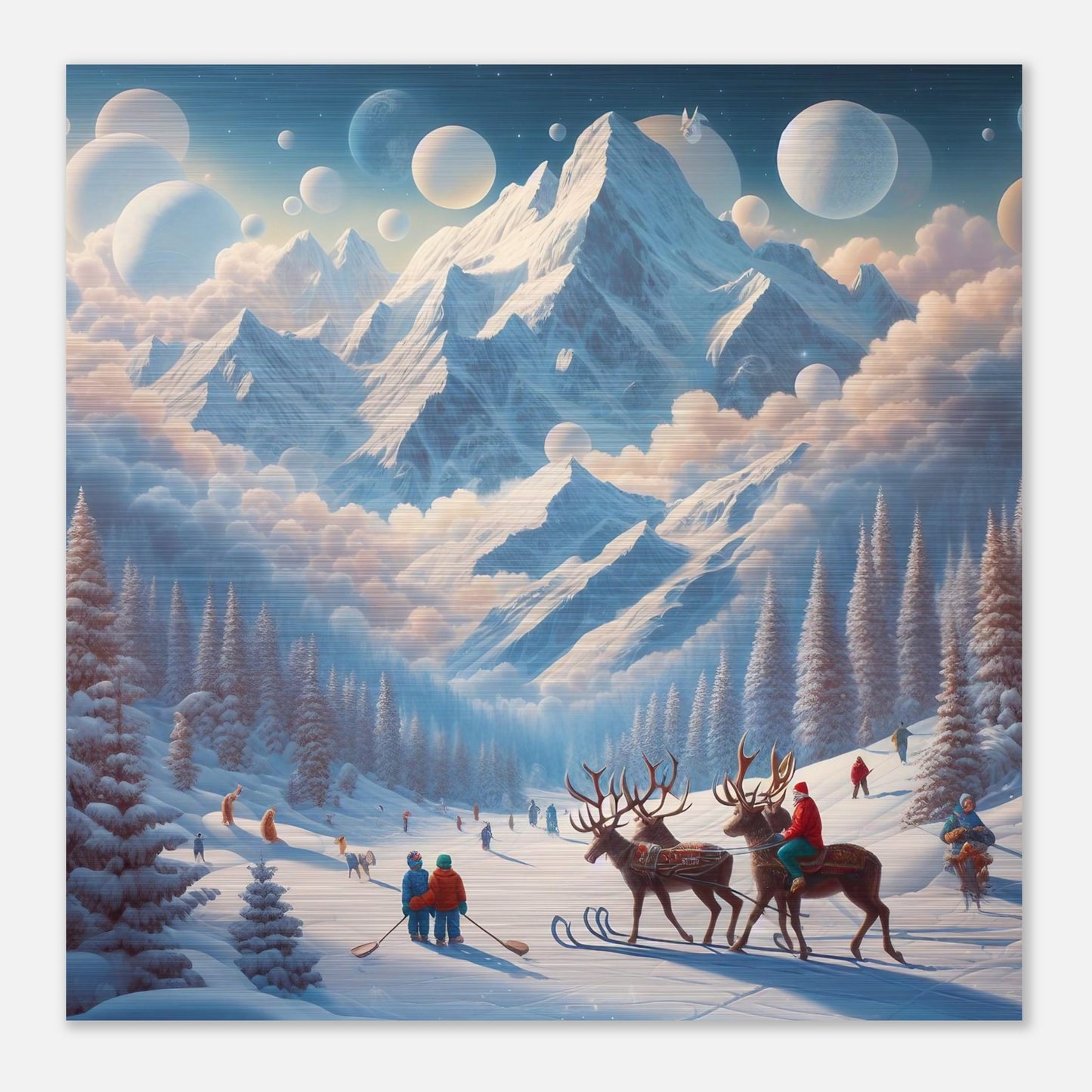 Wall Art - Winter 34 - Deer and planets