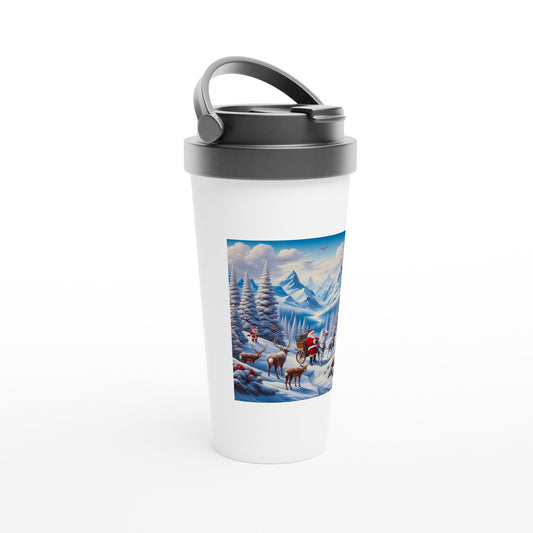 White 15oz Stainless Steel Travel Mug - Winter 55