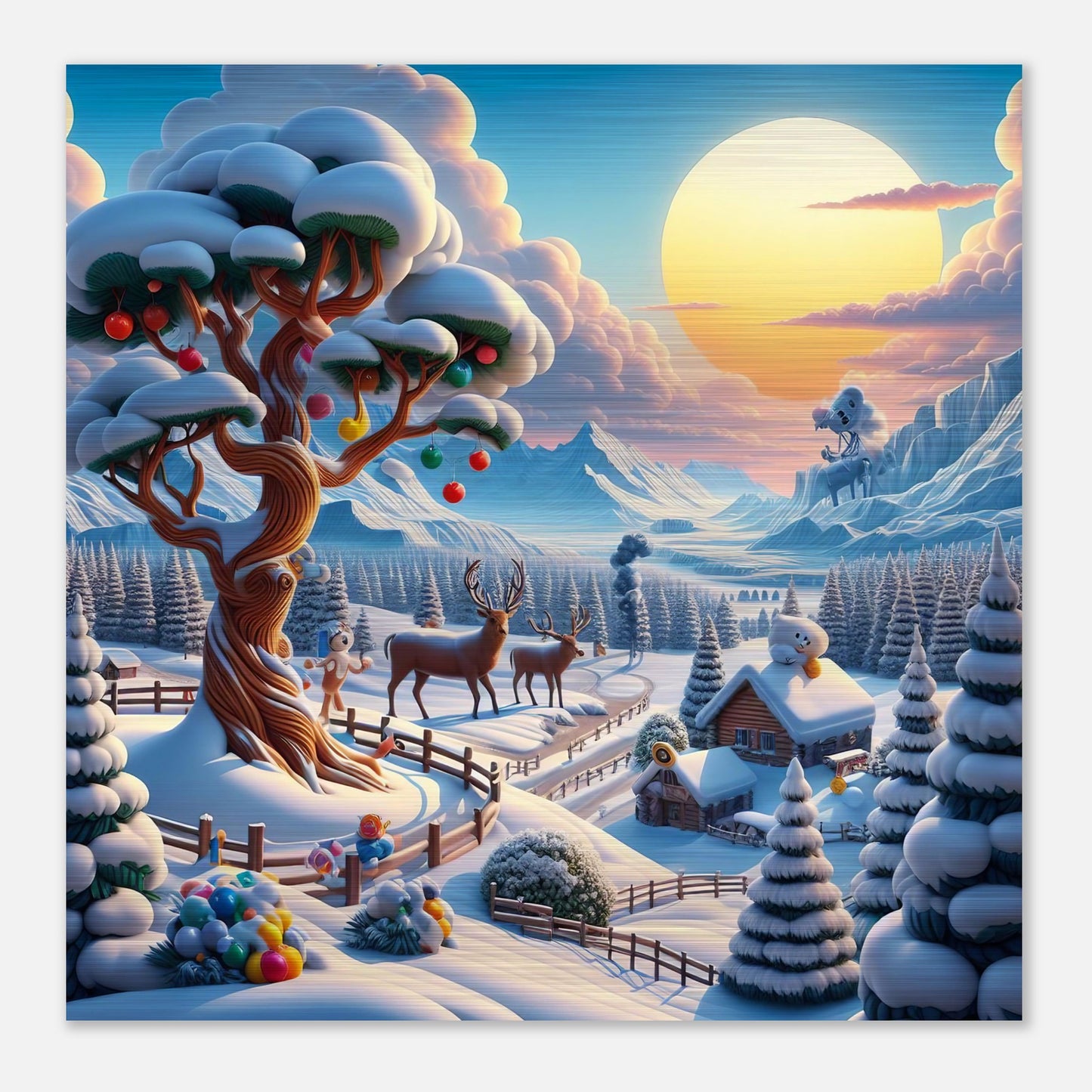 Wall Art - Winter 32 - Deer and tree