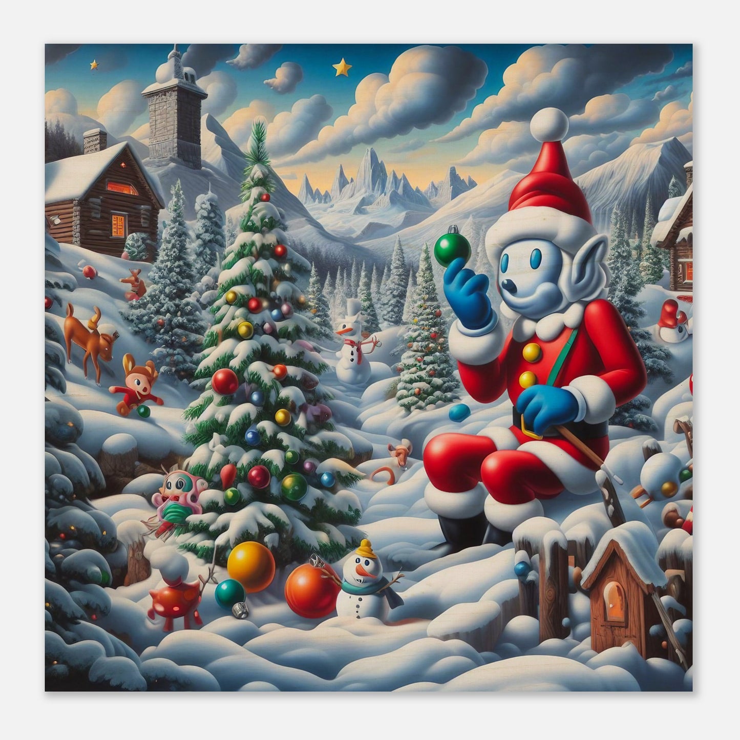 Wall Art - Winter 42 - Snowman and Christmas tree