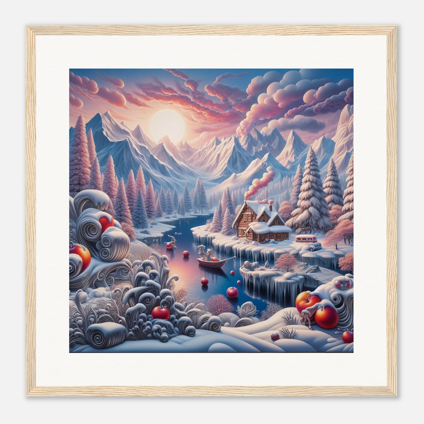 Wall Art - Winter 62 - Small boat on a river