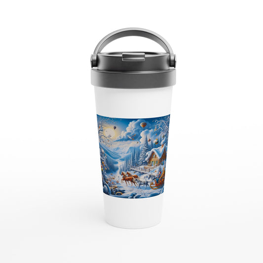 White 15oz Stainless Steel Travel Mug - Winter 164