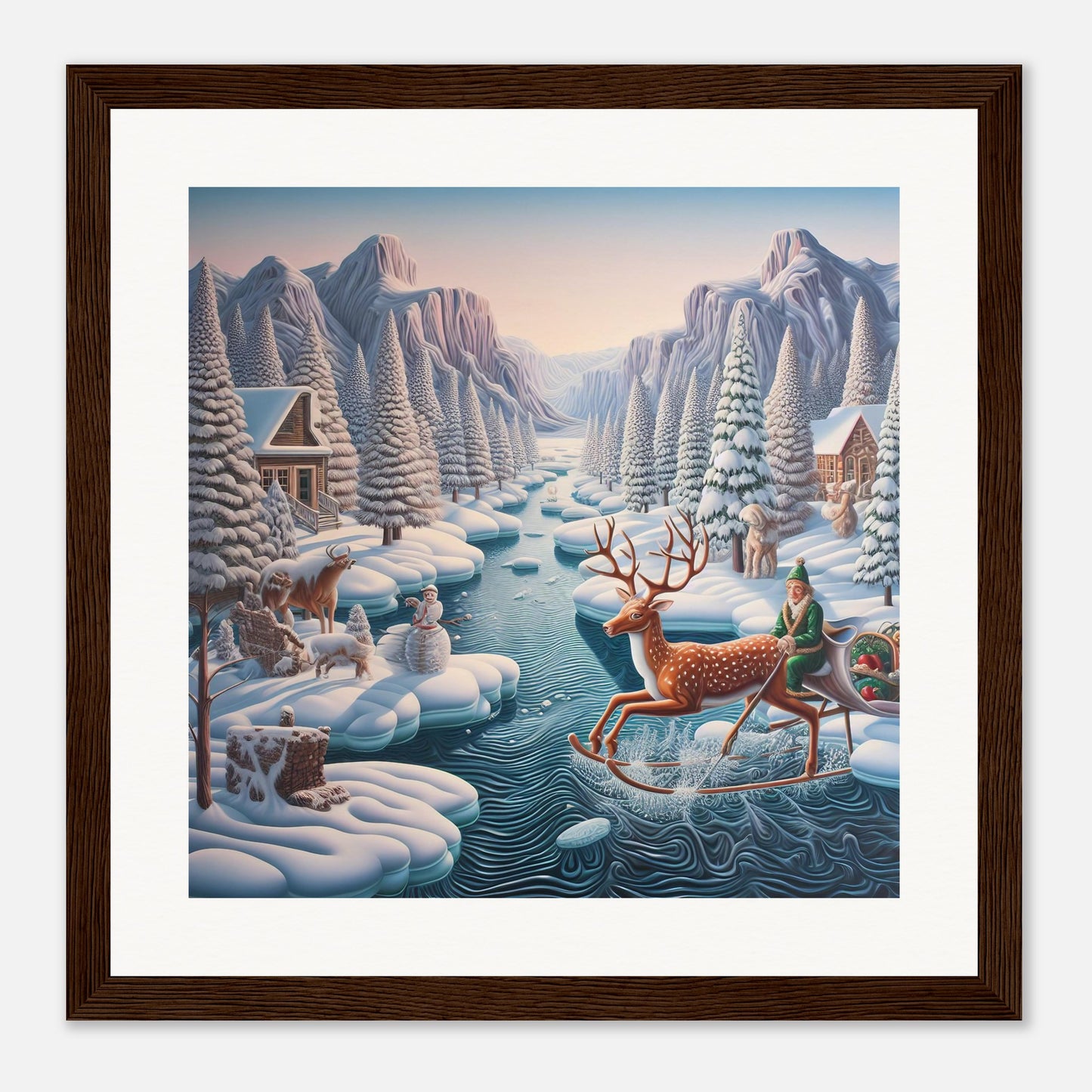 Wall Art - Winter 28 - Deer and Elf