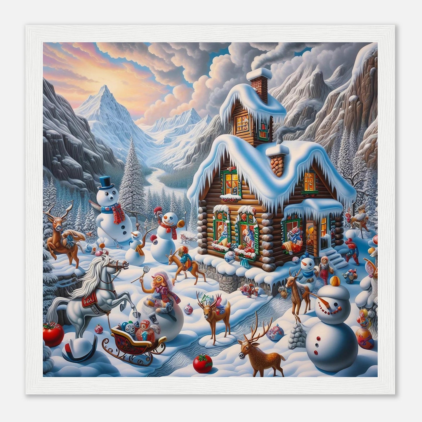 Wall art - House with snowmen